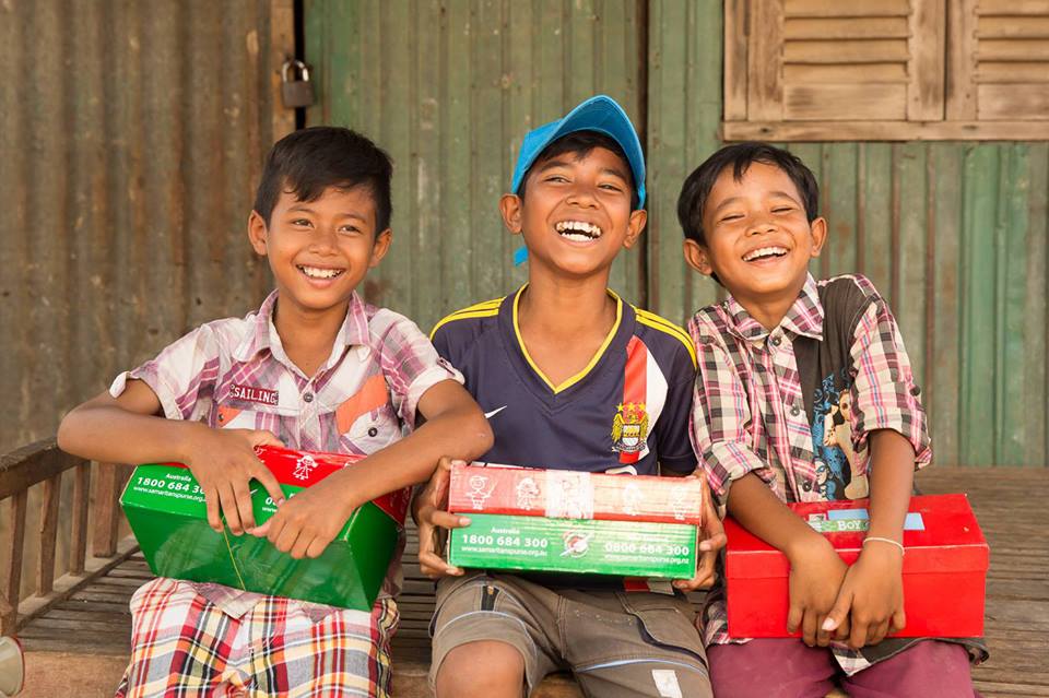 Operation Christmas Child Returns to Northfield Shopping Centre 3 tin sided building 3 laughing boys Feb 2019